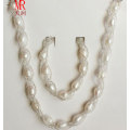 Natürliche Süßwasser Reis Perle Halskette Armband Set