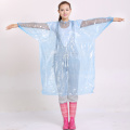 Transparent disposable plastic material rain suits for camping hiking