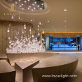 Pingente Crystal Candelier Hotel Reception Desk Chandelier White Snowman lustre