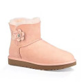 Women Warmest button poppy flower fur ankle boots