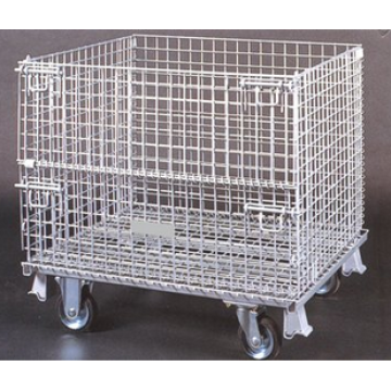 Lockable Folding Pallet Storage Cage With Wheels