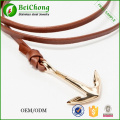 2015 Best selling fashion leather rope women men anchor bracelet