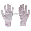 Printed Polyester Work Glove with PU Palm Coated (PN8014)