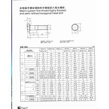 Metric System Fine Thread Highly Finished and Semi-Refined Hexagonal Head Bolt