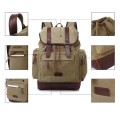 Vintage Canvas Backpack Rucksack Bookbag Satchel Hiking Bag (Khaki)