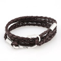 Mens leather wrap fish hook bracelet