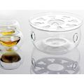 Clear Glass Round Shape Warmer Base for Tea Coffee Pot Flower Teapot