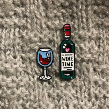 Metal Cute Wine And Bottle Enamel Pin Badge