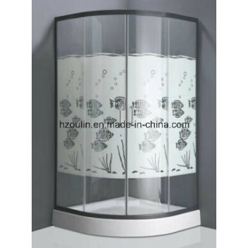 Tempered Glass Shower Room with Fish Design (E-01 fish design)