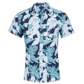 Camisa havaiana de lapela de manga curta masculina de verão