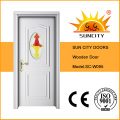 White Color Wooden Door with Glass Insert