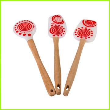 FDA Food Grade Silicone Spatula With Wooden Handle