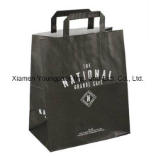 Custom Printed Flat Handle Takeaway Kraft Paper Bag