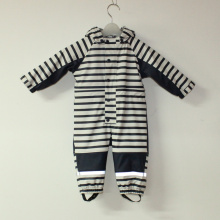 Saphir/weiß PU-Streifen verbunden Regenmantel/Overall für Baby/Kinder