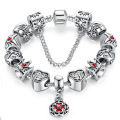 Corazón Vintage corona perla encanto Fit Pandora Pulsera plata 925 para las mujeres joyería de cadena de seguridad Original