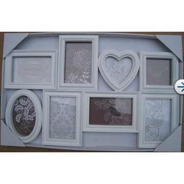 White Love Heart Shape Collage Photo Frame