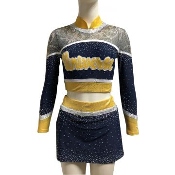 Spakle Mesh Fabric Little Girls Cheer Uniforms