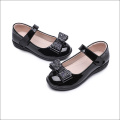 Mädchen Pailletten Bowknot Schwarze Lederschuhe