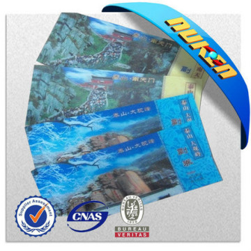 Bilhete de entrada plástico Lenticular feito sob encomenda da boa qualidade 3D para pontos cénicos