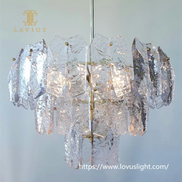 Modern concise creative custom crystal chandelier Gold brass fancy pendant light Living room dinning room crystal light