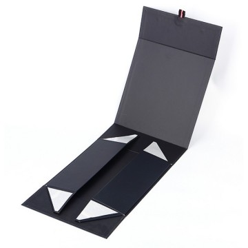 Black magnetic folding paper box with custom logo