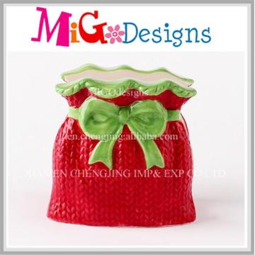 Red Gift Box Ceramic Christmas Idea Napkin Holder