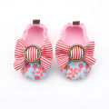 Red Striped Bow-knot Baby Pink Cotton Shoes