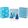 Snowflakes gift bag trees stripes gift bag