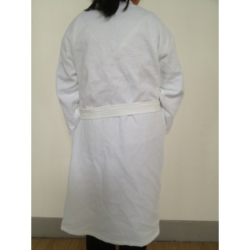 100% Algodão Verão Neve Branco Shawl Collar Waffle Bathrobe