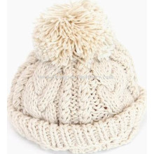 Les gros bobble couleur unie hiver chapeau modèles en tricot