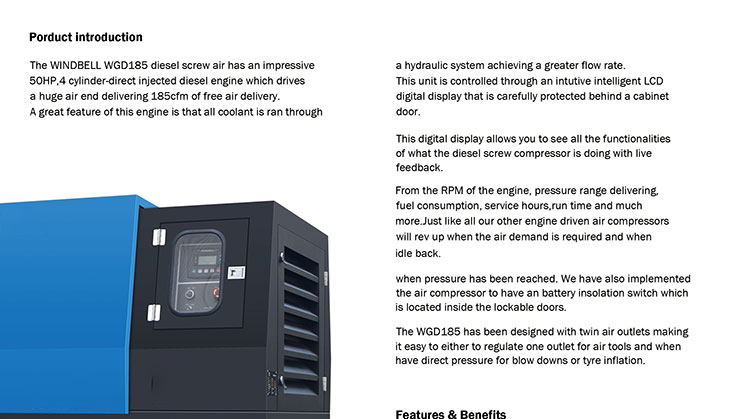 Diesel Mobile Van Air Compressor