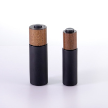 Matte black frost glass bottle with wood dropper