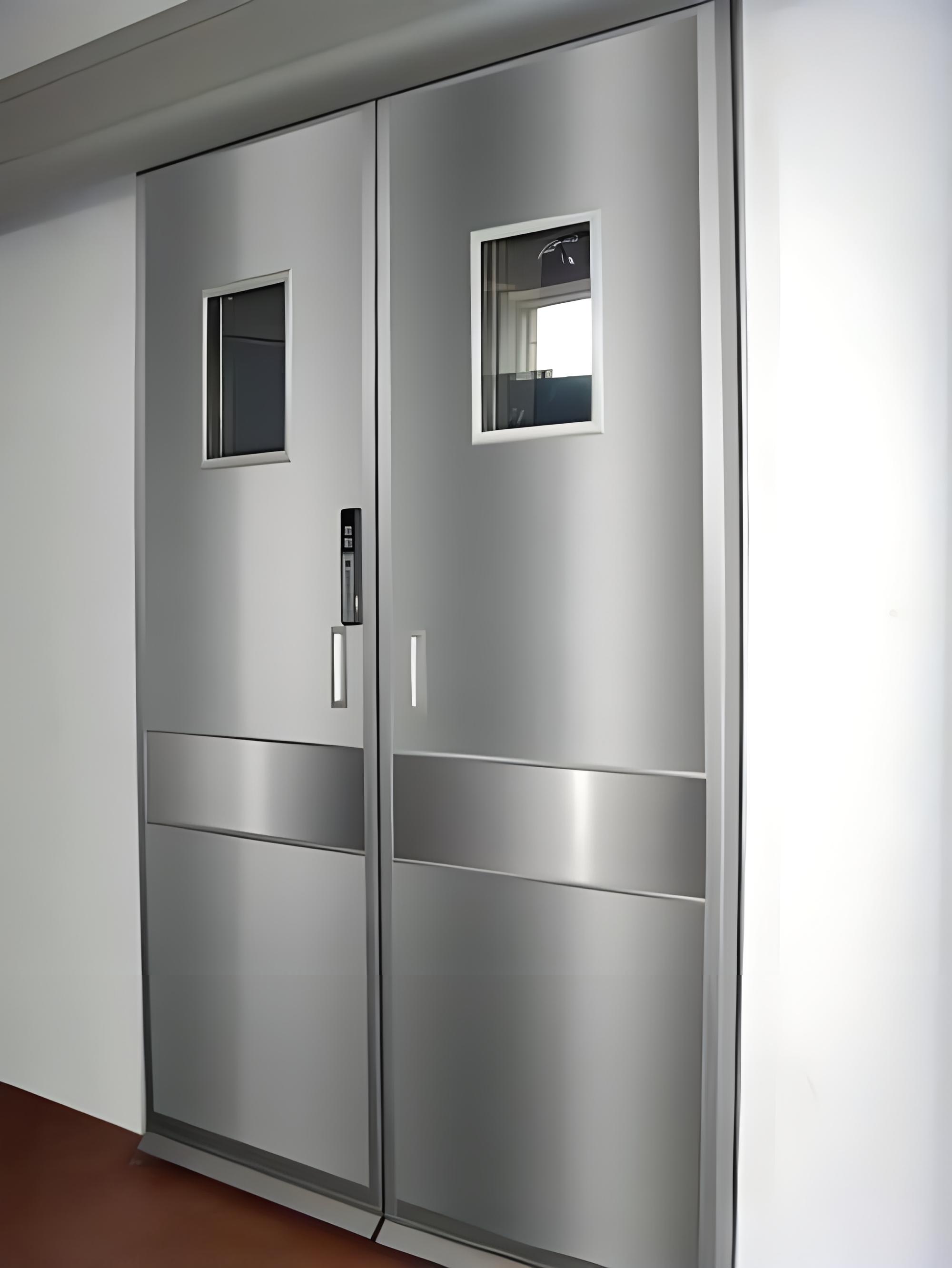 Laboratory stainless steel airtight manual sliding clean door double door1 Laboratory stainless steel airtight manual sliding clean door double door1