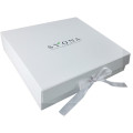 Luxury white gift packaging box with ribbon