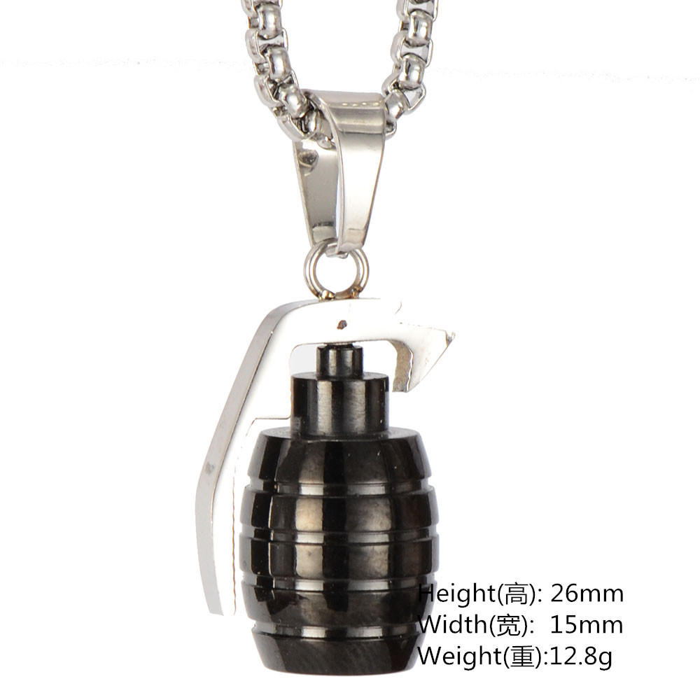 Hiphop Man Gold Hand Grenade Bomb Necklace Pendant