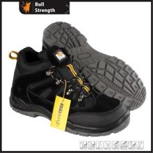 Sapato de segurança de couro camurça preto com novos solados PU/PU (SN5504)