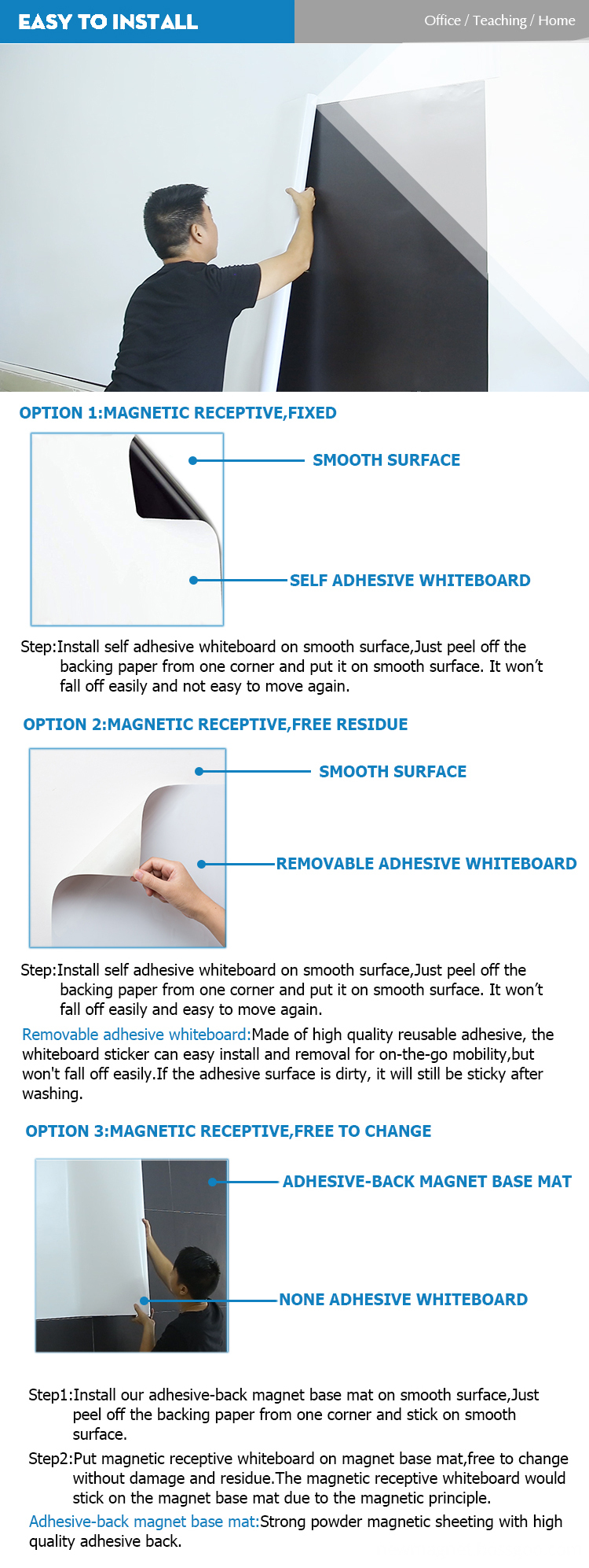 install magnetic receptive whiteboard