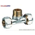 Pex-Al-Pex Fitting/Brass Tee with Male Thread Screw Fitting