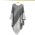 Poncho de xale de malha elegante feminino