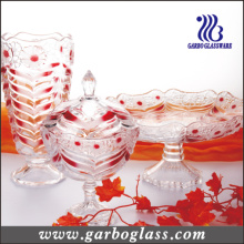 3PCS Diamond Colorful Glass Set of Vase&Candy Jar&Plate