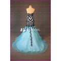 ED Bridal Elegant Mermaid Lace Appliqued Sweetheart Neckline Zipper Sky Blue Tulle Long Evening Gown Design