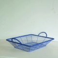 Blue rectangular wire storage basket