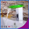 Fyeer Glass Spout Waterfall Automatic Sensor Faucet with LED Light