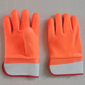 PVC dipeed fluorescent industrial safety rubber gloves