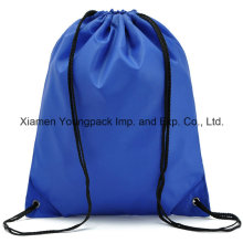 Azul promocional leve impermeável 210d Nylon Drawstring Back Sack Pack