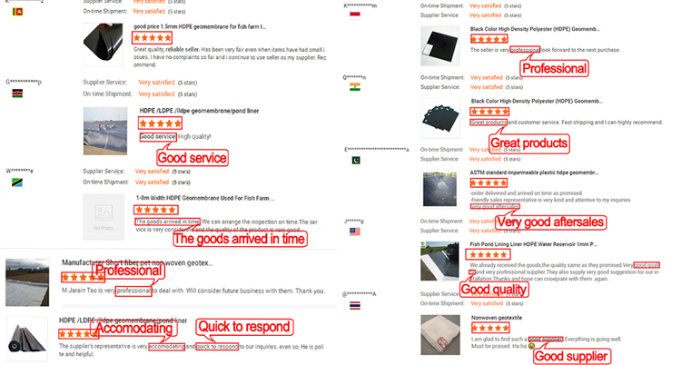 Buyer Feedback geomembrane