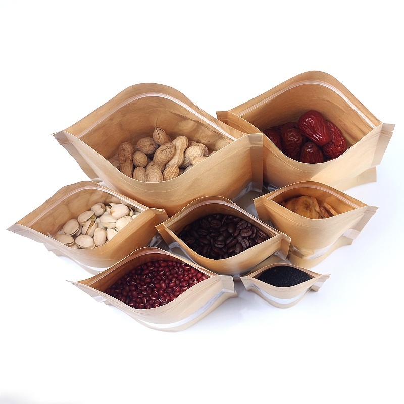 Matte Clear Window Craft Flat Bottom Zip lock Stand up Pouches / Coffee Food Packaging / Kraft Paper Packing Bags Matte Clear Window Craft Flat Bottom Zip lock Stand up Pouches / Coffee Food Packaging / Kraft Paper Packing Bags