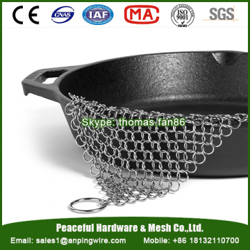 Cast Iron Pan Scrubber / Stainless Steel Chain Mail Mesh Cleaner