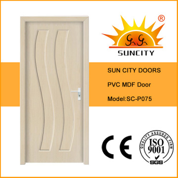 Preço mais barato Waterproof MDF PVC Toilet Door with Glass (SC-P075)