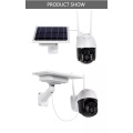 Outdoor surveillance dome camera with solar panels